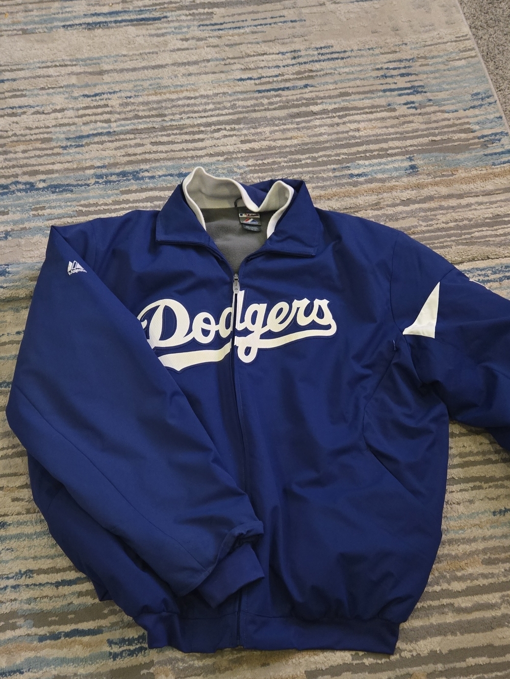 Majestic Dodgers Royal Blue Full-Zip Bomber Jacket with White Script